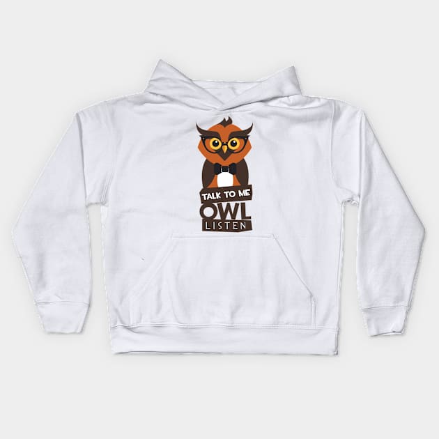 owl listen Kids Hoodie by positivedesigners